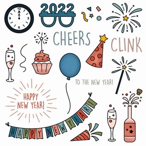 New Year Cheers - 6X6 Stamp Set - Retiring single