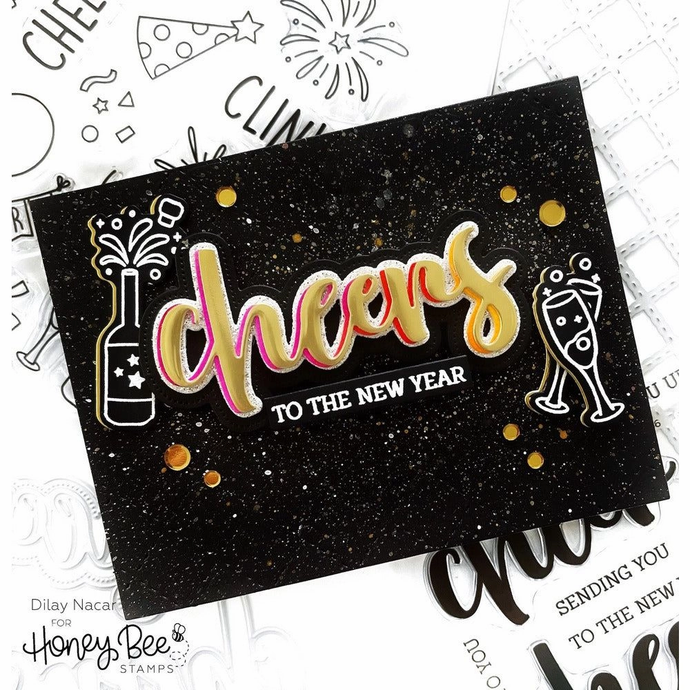 New Year Cheers - 6X6 Stamp Set - Retiring springloaded