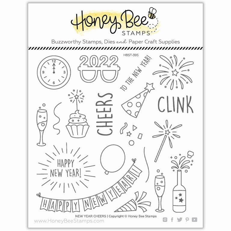 shiny versatile New Year Cheers - 6X6 Stamp Set - Retiring