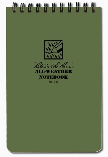 stackable Rite In The Rain Spiral Notebook- Green- 4X6