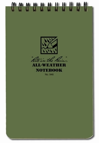 Rite In The Rain Spiral Notebook- Green- 4X6 limited