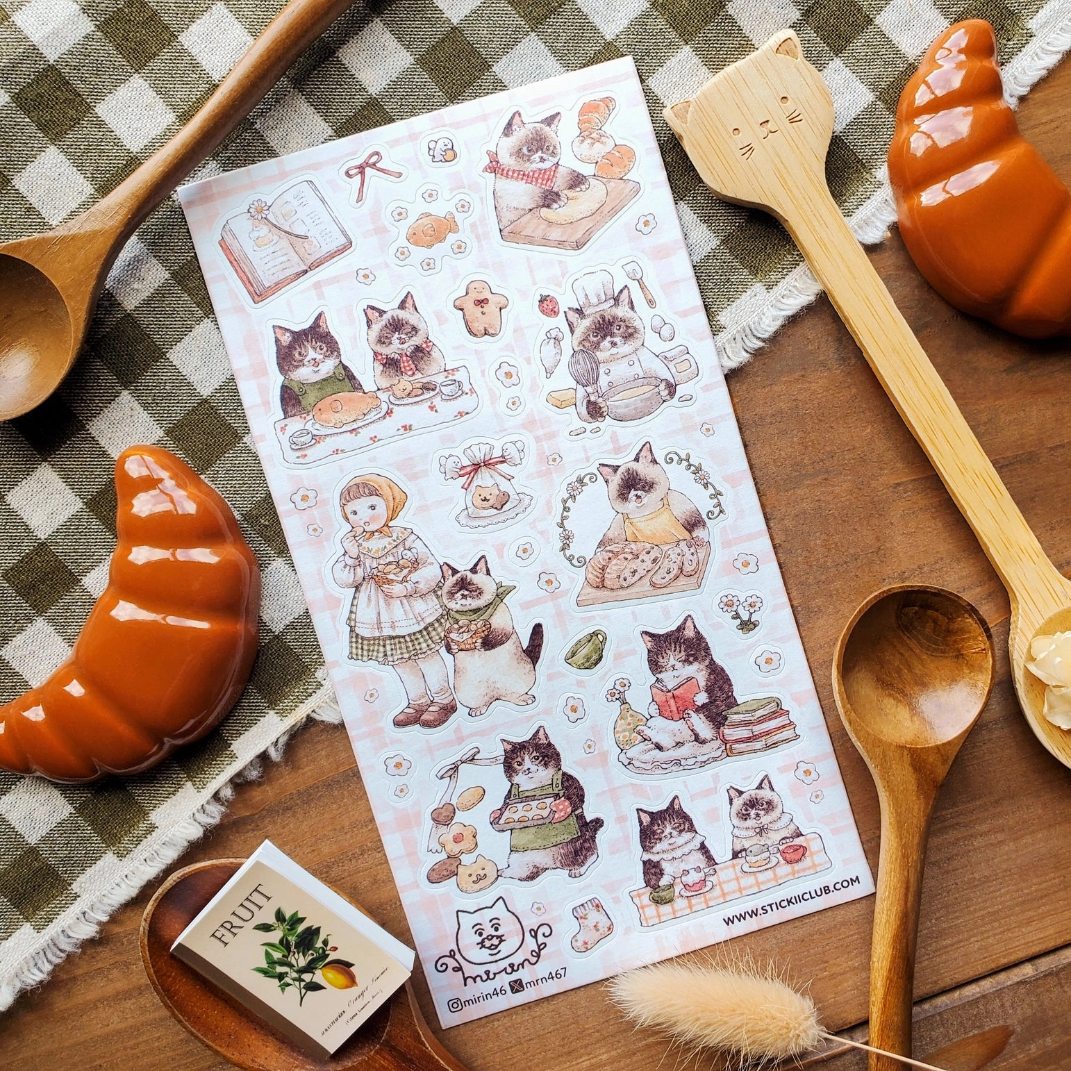 Stickii Pastry Chef Cats Sticker Sheets thin rubber
