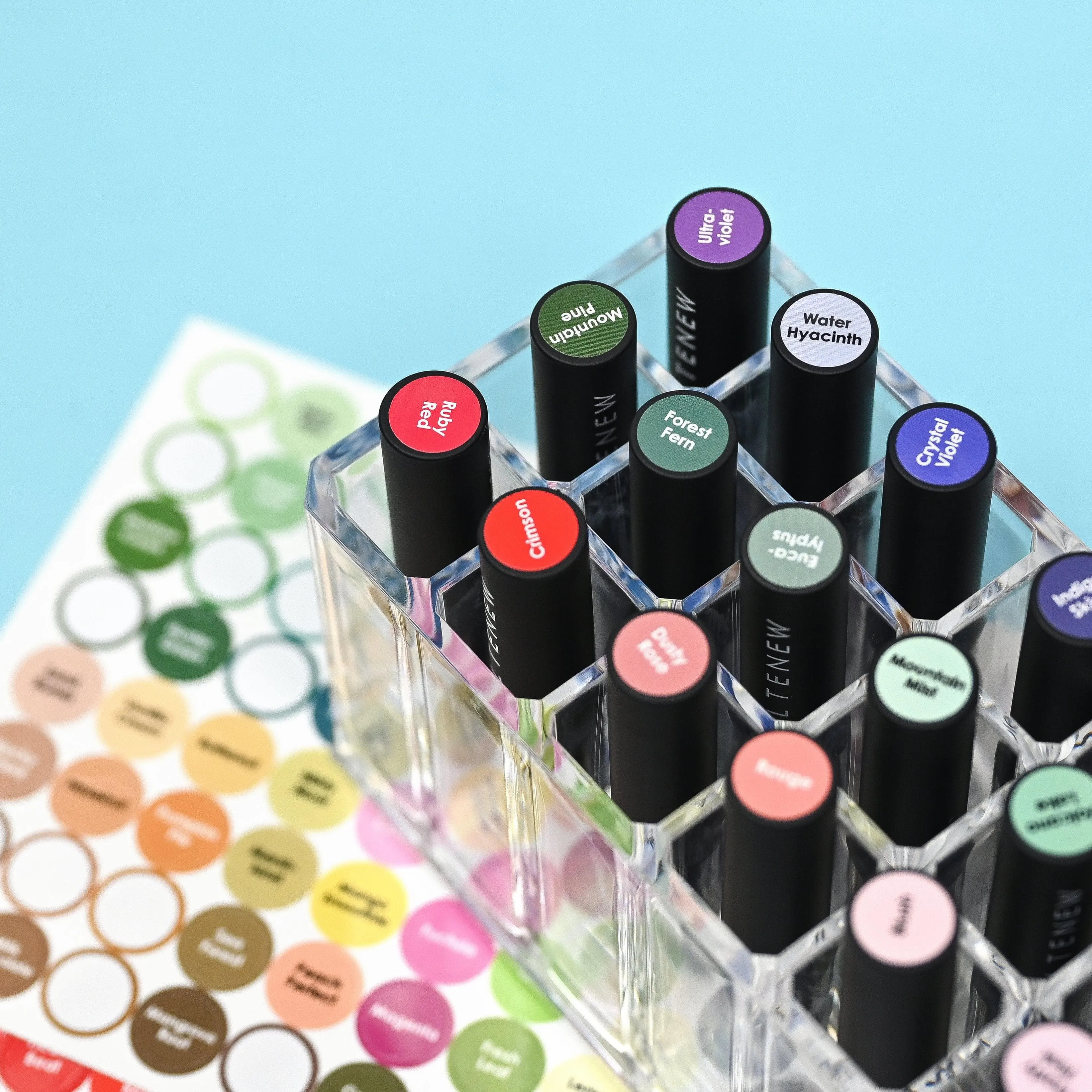 Mini Blending Brush Label Set - All Crisp Dye Ink Colors (2 Sheets) premium professional