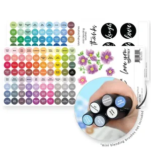 Mini Blending Brush Label Set - All Crisp Dye Ink Colors (2 Sheets) wooden classic