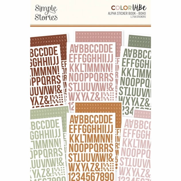 Alphabet Sticker Book - Boho Color Vibe wrapped rubber