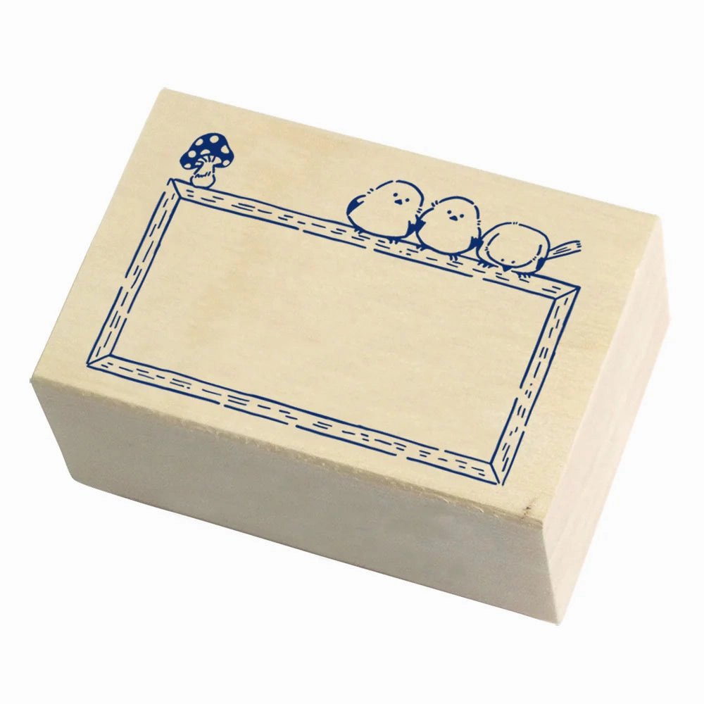 wooden biodegradable Masking Tape Companion Rubber Stamp - Shimaenaga Frame