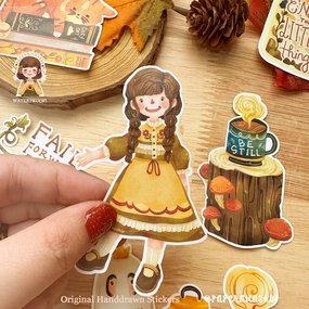 modern Paperaicashop Autumn Girl Vinyl Sticker