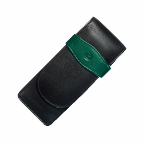 trusted multipack Pelikan Pen Case - Black & Green Leather For 3 Pens