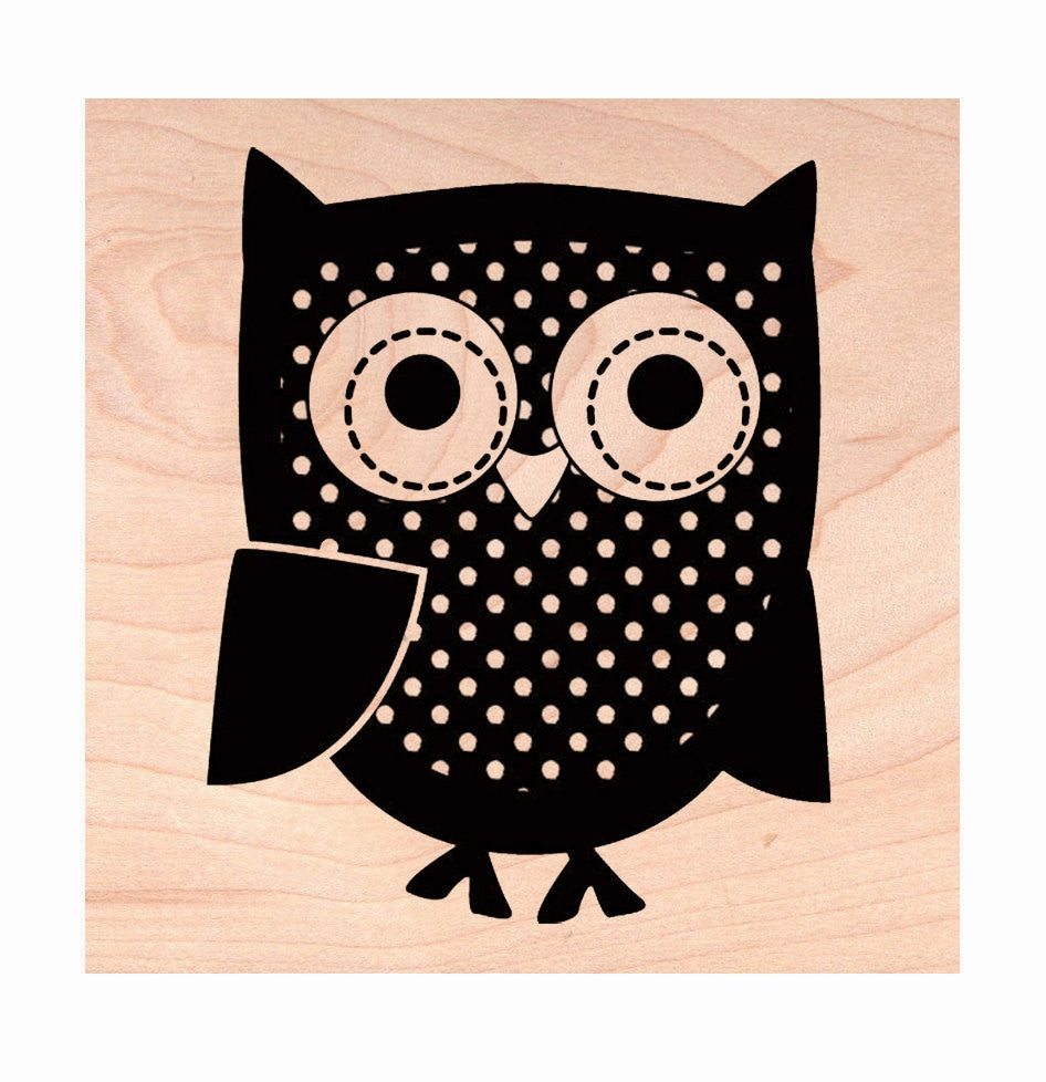 round exclusive Owl Rubber Stamp