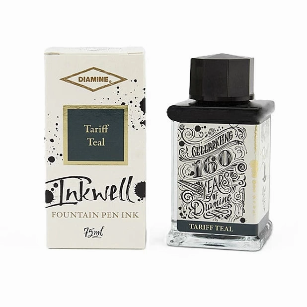 sleek stackable Diamine Inkwell Ink - 75 Ml - Tariff Teal
