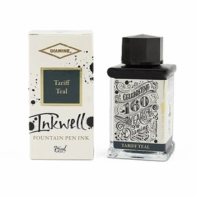 sleek stackable Diamine Inkwell Ink - 75 Ml - Tariff Teal