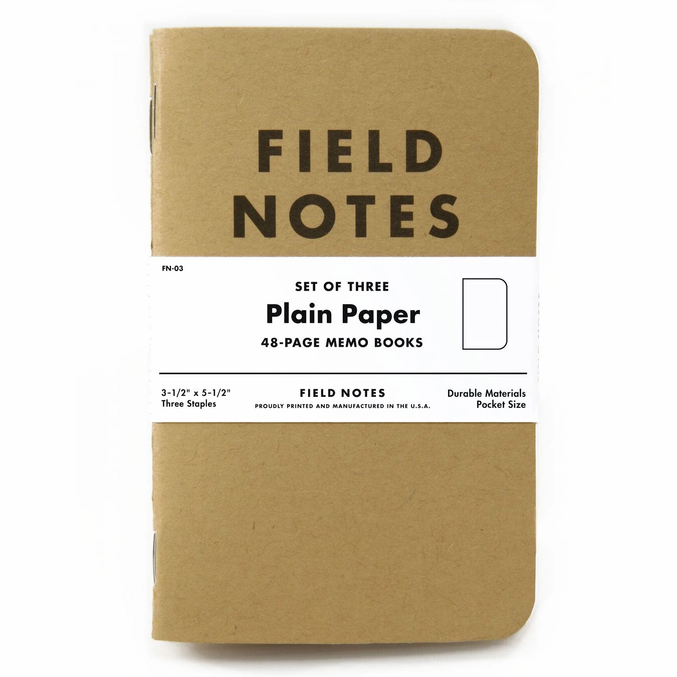 Field Notes Plain Paper Memo Notebook (Set Of 3) set