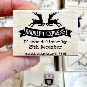 Rudolph Express Christmas Rubber Stamp mini minimalist