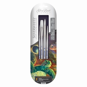 Silverwhite? Short Handle Better Basic Watercolor Brush Set Of 4 stackable