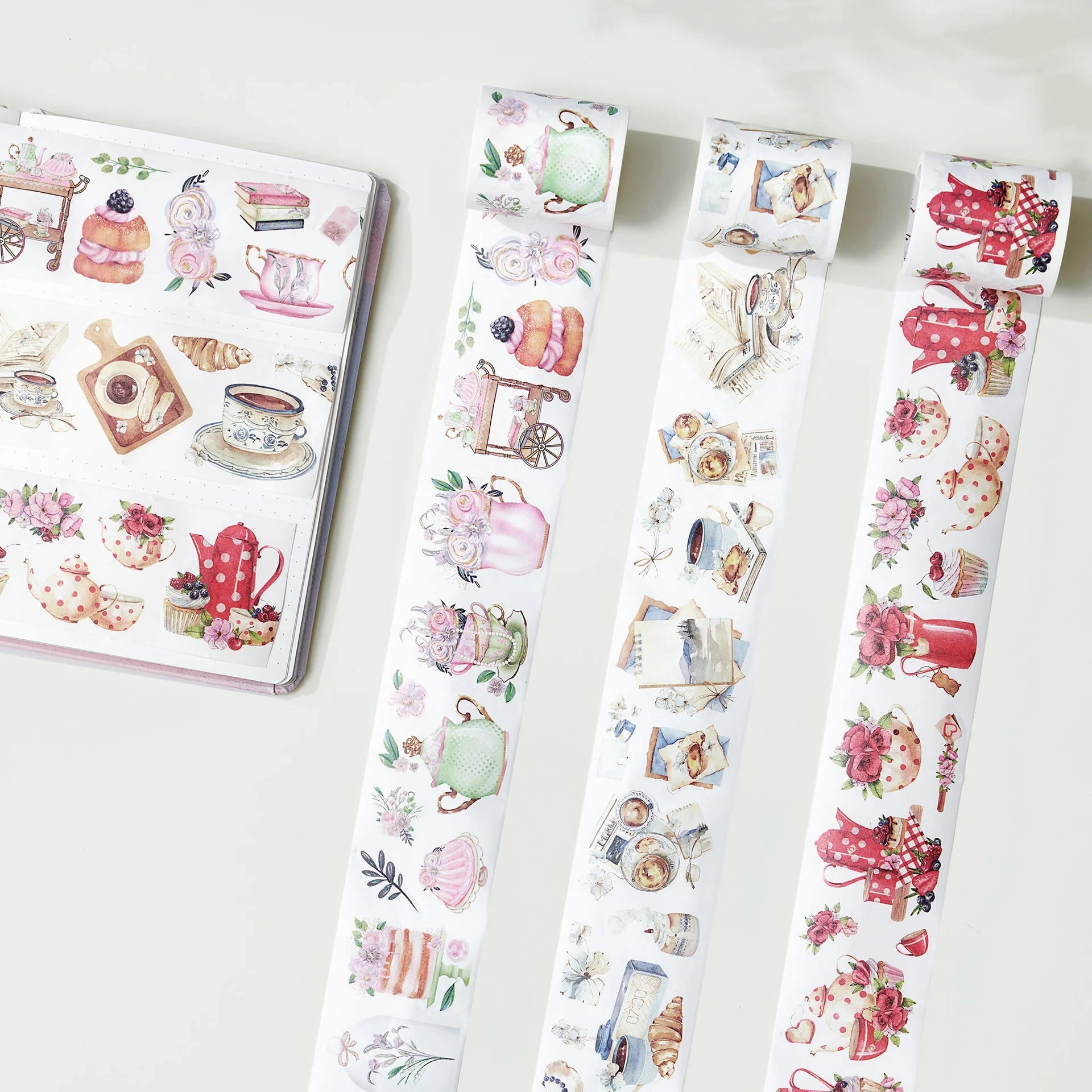steel metallic Tea Temptations Washi Tape Sticker Set