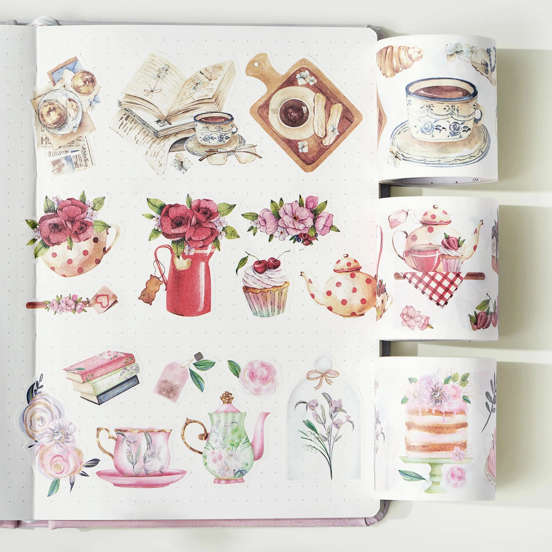 shockproof boxed Tea Temptations Washi Tape Sticker Set