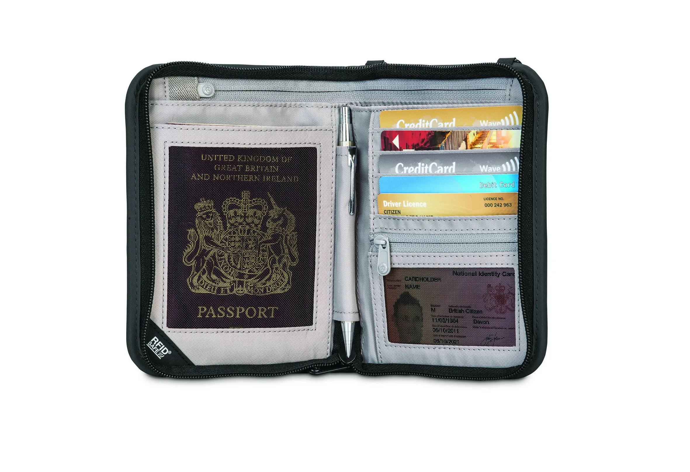 Pacsafe RFIDsafe V150 Diebstahlsicherer RFID-Blocker Kompakt-Organizer Tasche Pacsafe