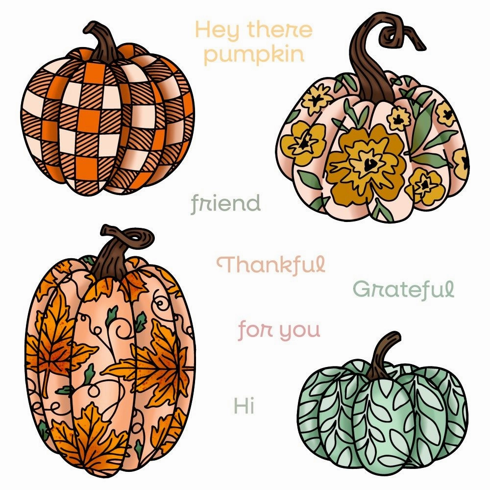 mini reliable Painted Pumpkins - 4X5 Stamp Set