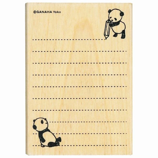 Pandas And Ruled Lines Rubber Stamp strong