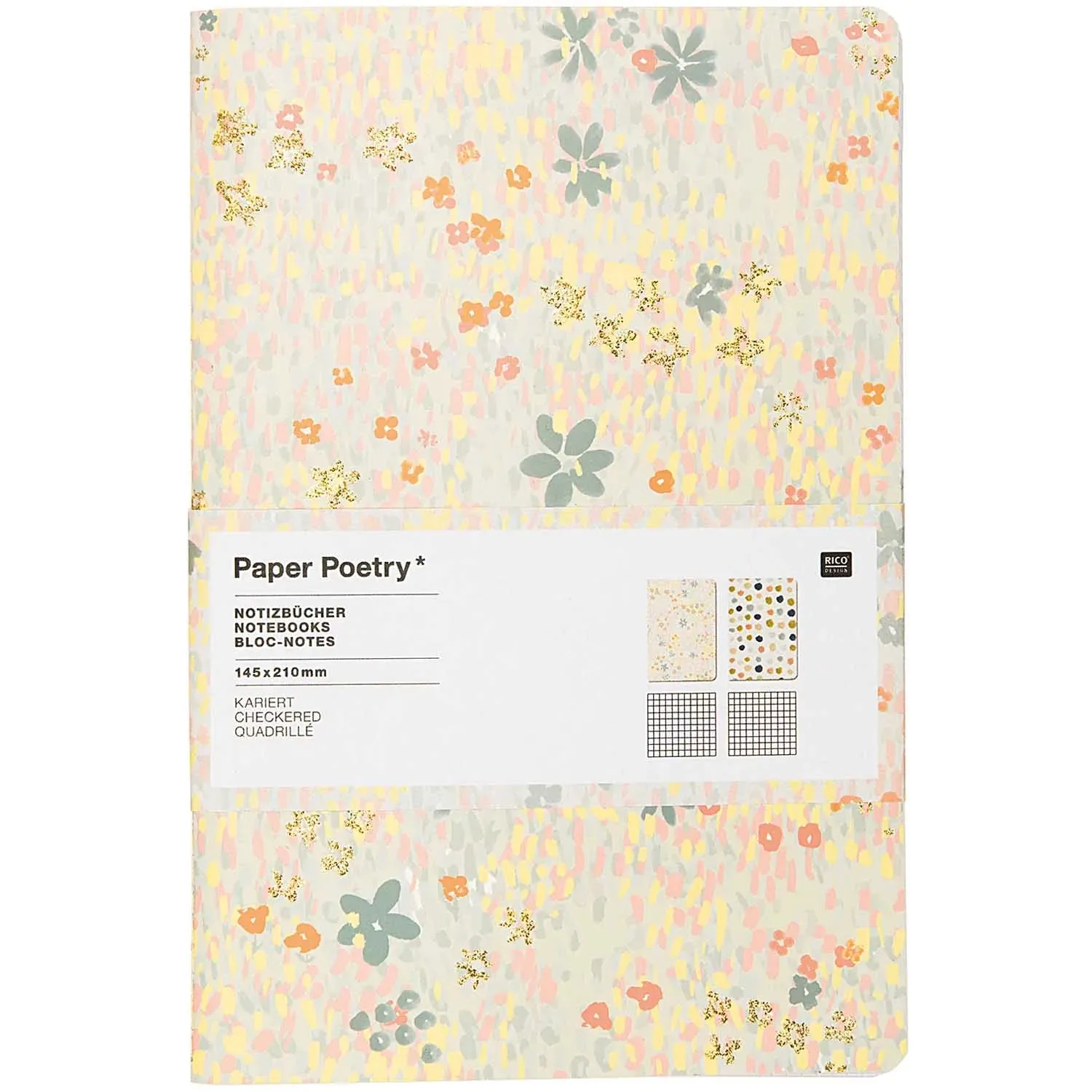 Paper Poetry A5 Notebook In Blue And Yellow - Grid daily