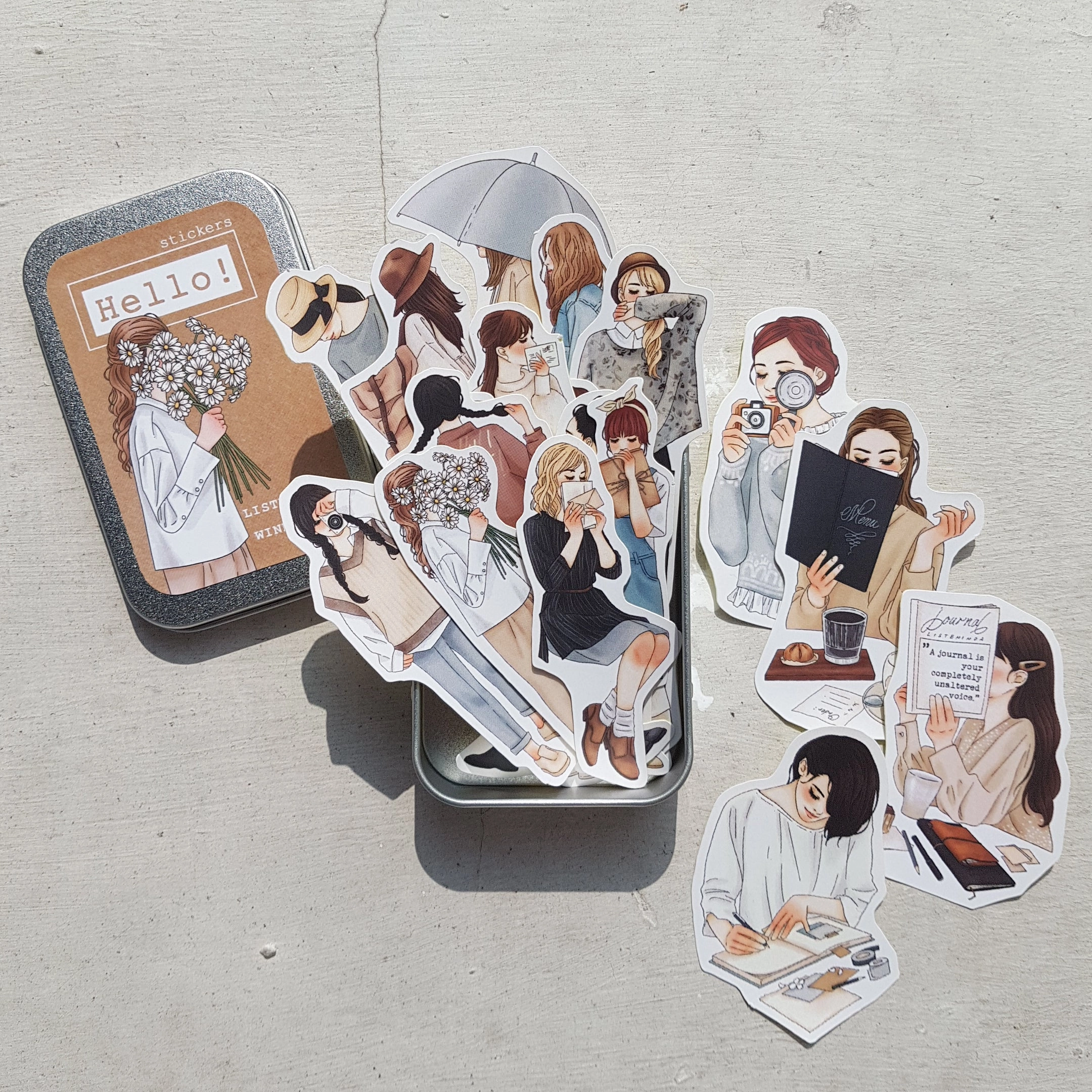 Listeninda X Windry Ramadhina - Hello Girls Stickers In Tin heatproof