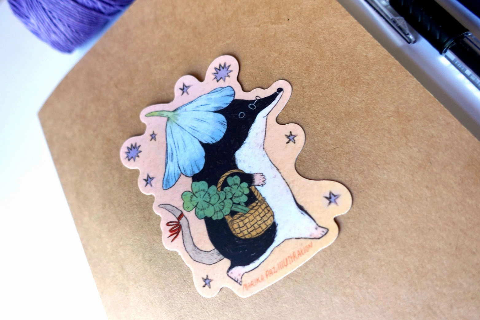pastel top Marika Paz Vinyl Sticker - Lucky Shrew