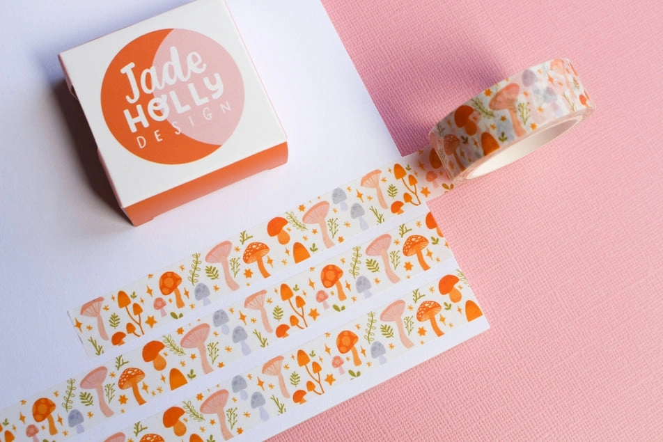 Mushroom Autumnal Washi Tape flat