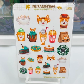 Paperaicashop Corgi Cafe Planner Sticker robust