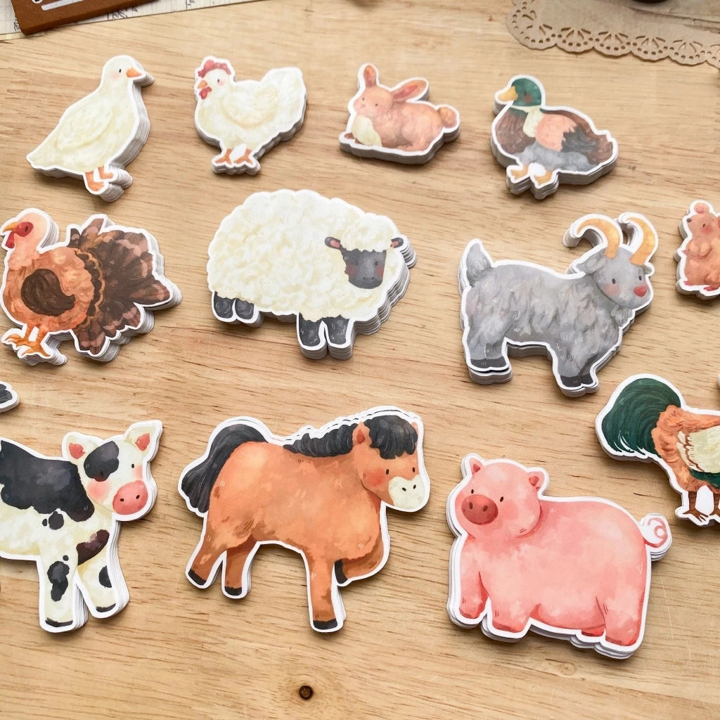 steel linen Paperaicashop Friendly Farm Animals Sticker Pack