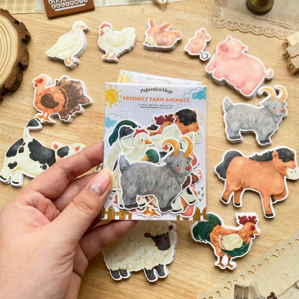 Paperaicashop Friendly Farm Animals Sticker Pack premium