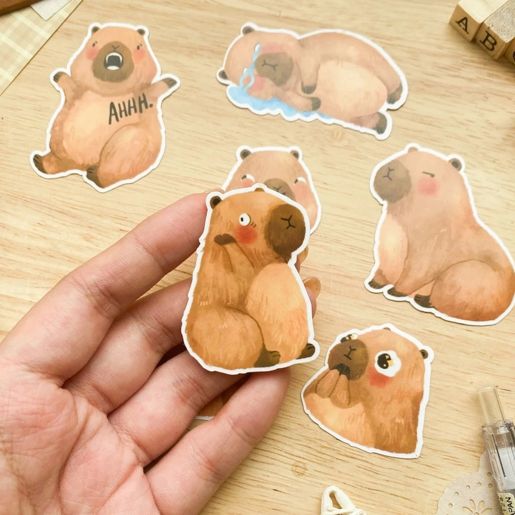 modern slim Paperaicashop Moody Capyparas Sticker Pack