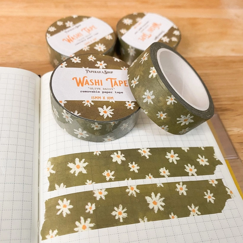 Paperaicashop Washi Tape - Olive Daisy leather slim