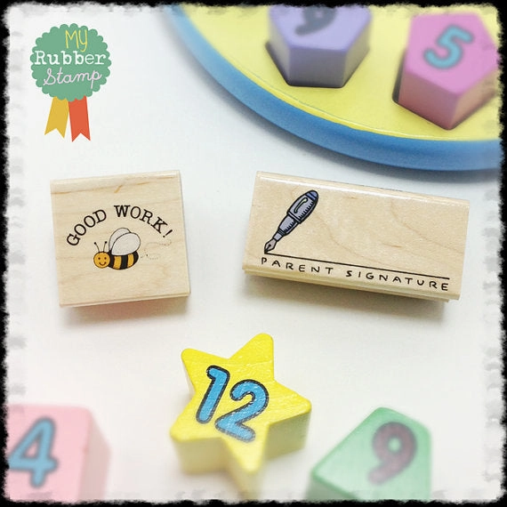 small Parent Signature Pen Rubber Stamp