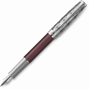 Parker Sonnet Premium Metal & Red 18Kt Fountain Pen vintage