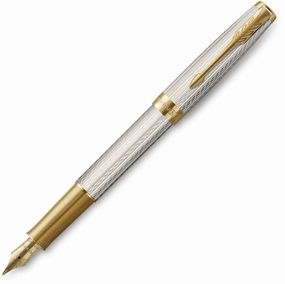 top latest Parker Sonnet Premium Silver Mistral 18Kt Fountain Pen