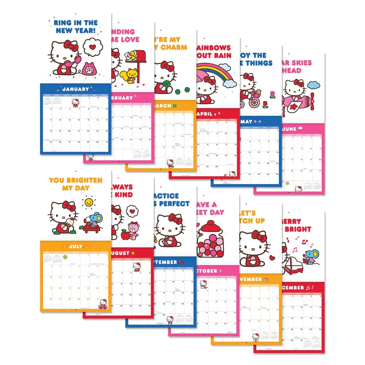 2026 Hello Kitty Playful Pink Calendar 12" X 12" original bulk