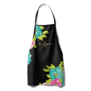 bestselling warm Artsy Apron: Pink & Aqua Billowing Peonies - Black