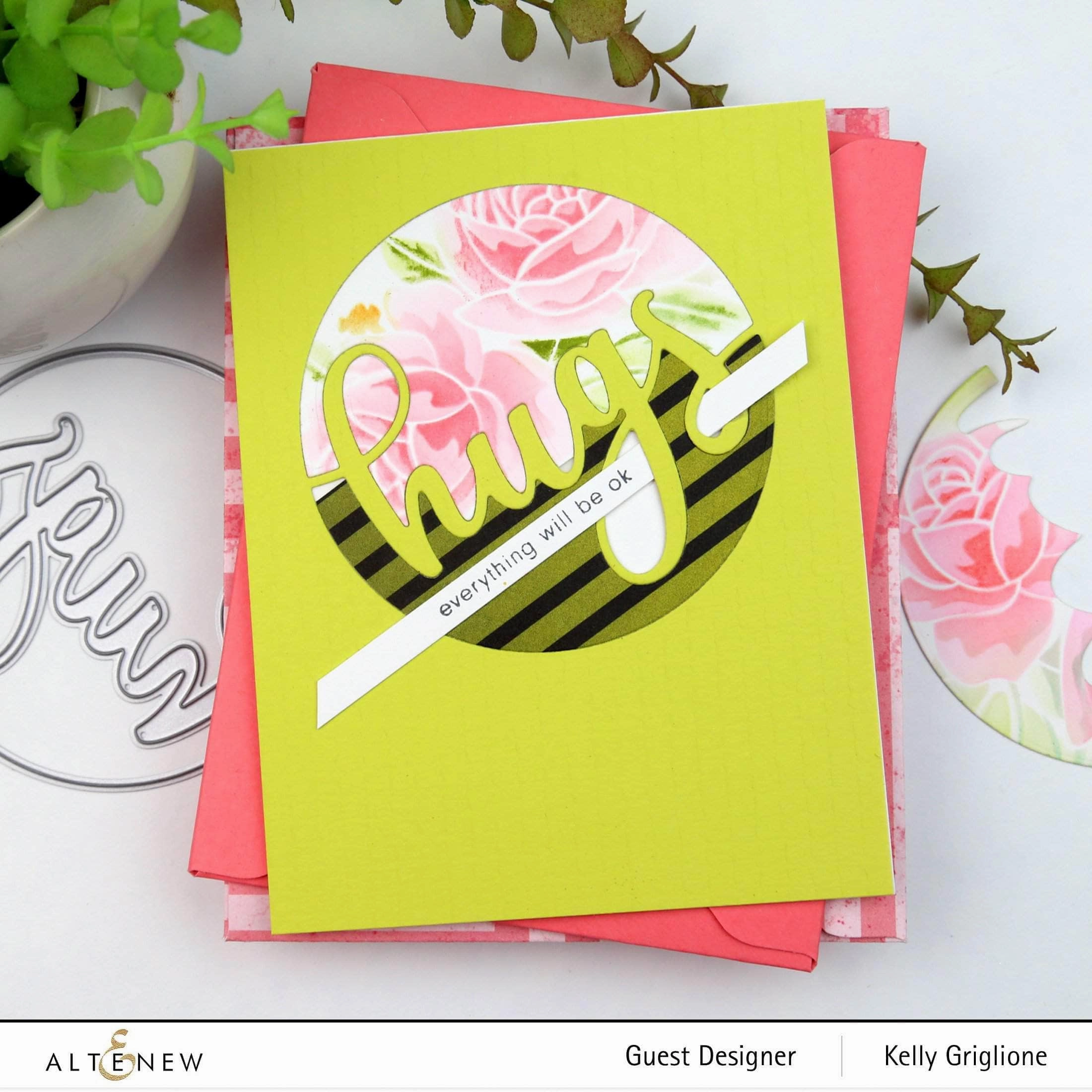 Circled Greetings: Hugs Die foldable earthy