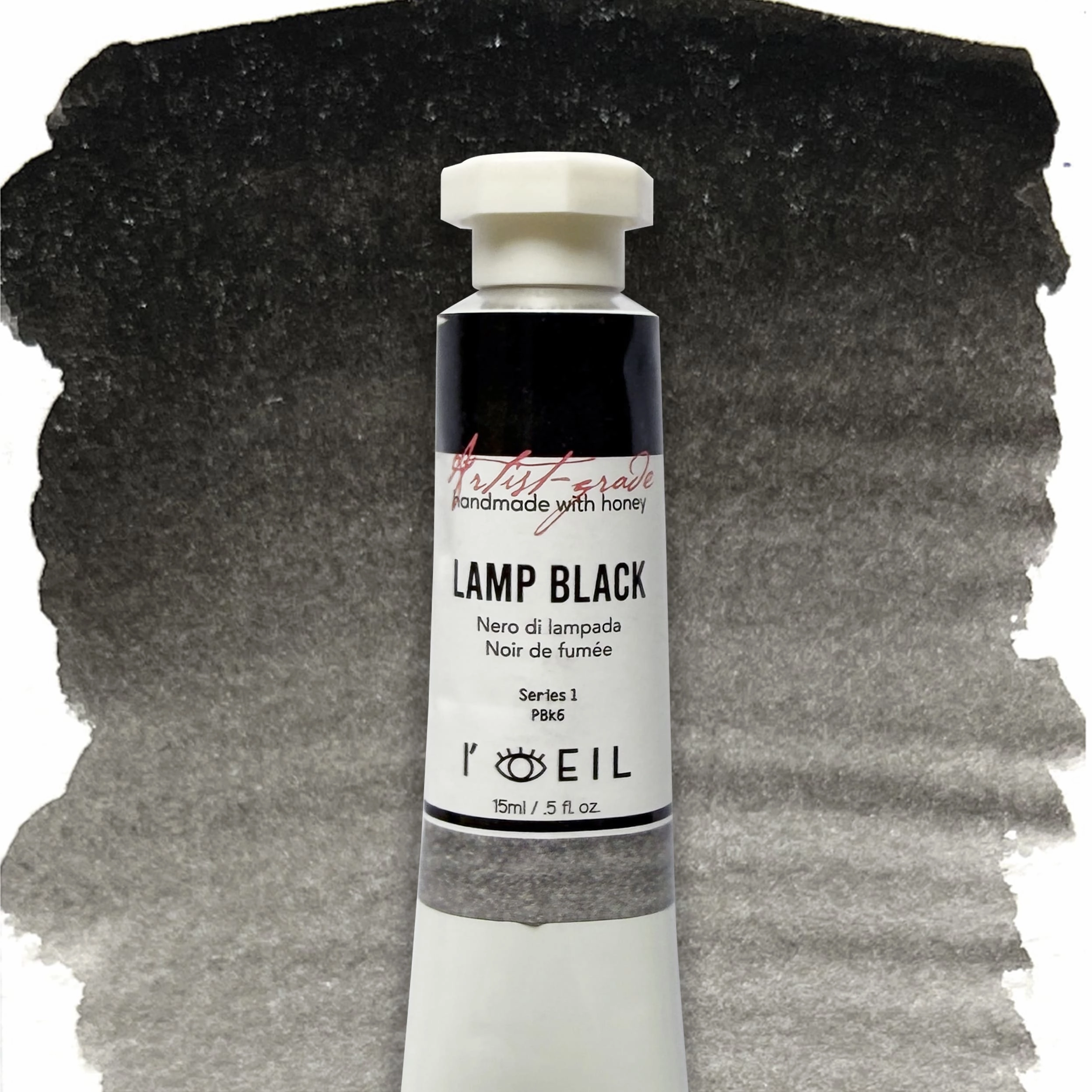 neutral wide Lamp Black Pbk7 - Artist Grade Handmade Honey Based Watercolor Tube 15Ml