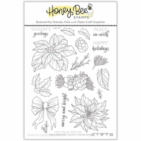 multipurpose small Pretty Poinsettias - 6X8 Stamp Set - Retiring