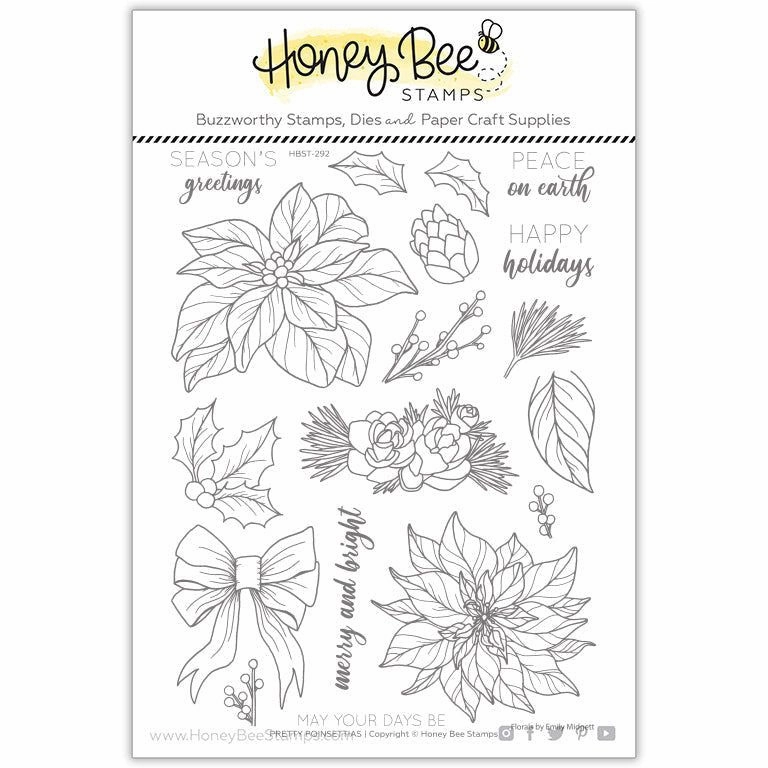 multipurpose small Pretty Poinsettias - 6X8 Stamp Set - Retiring