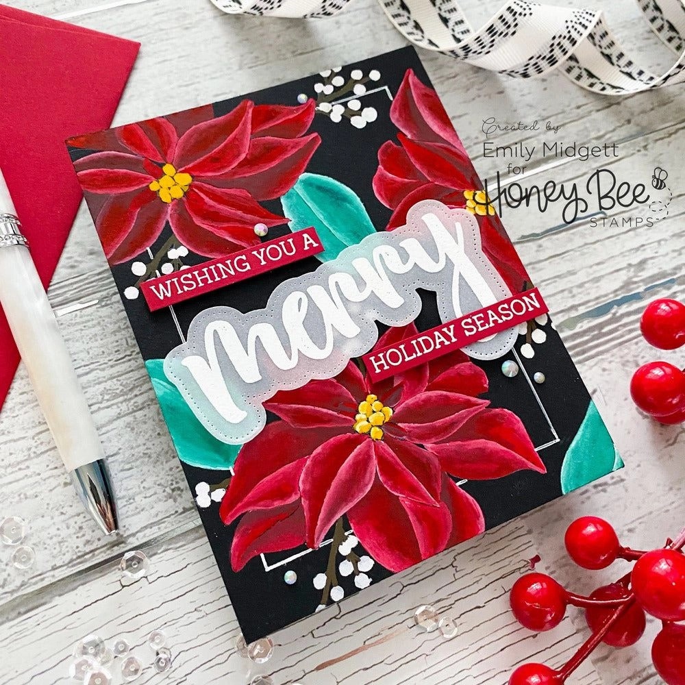 deluxe Pretty Poinsettias - 6X8 Stamp Set - Retiring