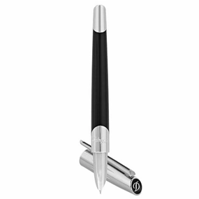 refined St Dupont Defi Millenium Shiny Black & Silver Fountain Pen