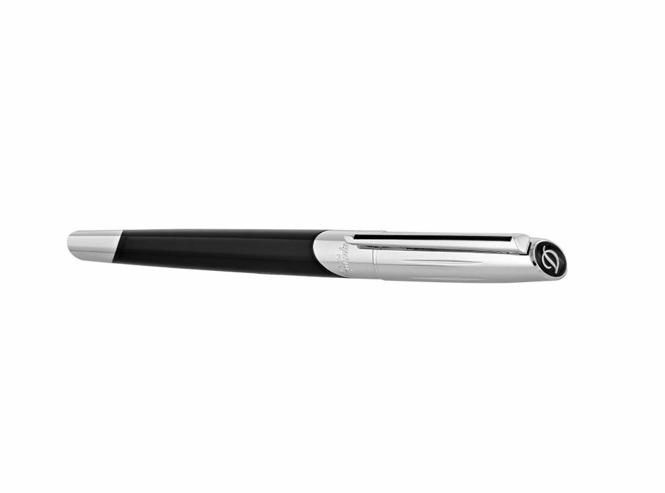 retro St Dupont Defi Millenium Shiny Black & Silver Fountain Pen