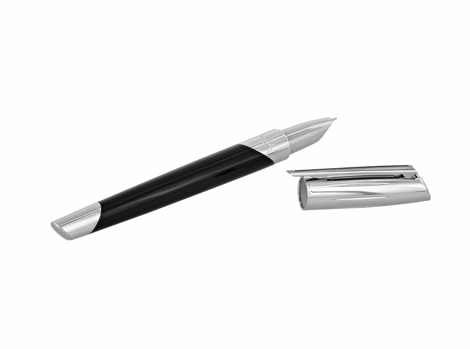 affordable basic St Dupont Defi Millenium Shiny Black & Silver Fountain Pen