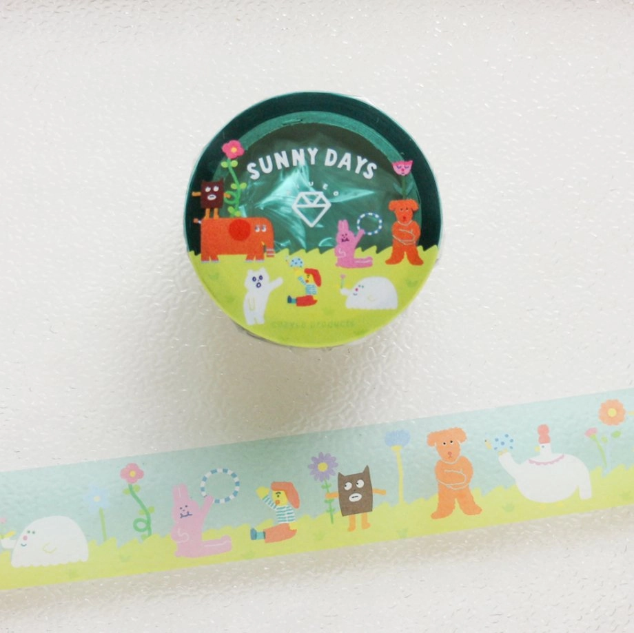 Sunny Days Aiueo Clear Washi Tape bamboo thin