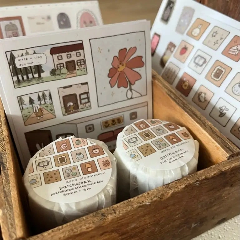 single Patchwork Kiss Cut Sticker Roll