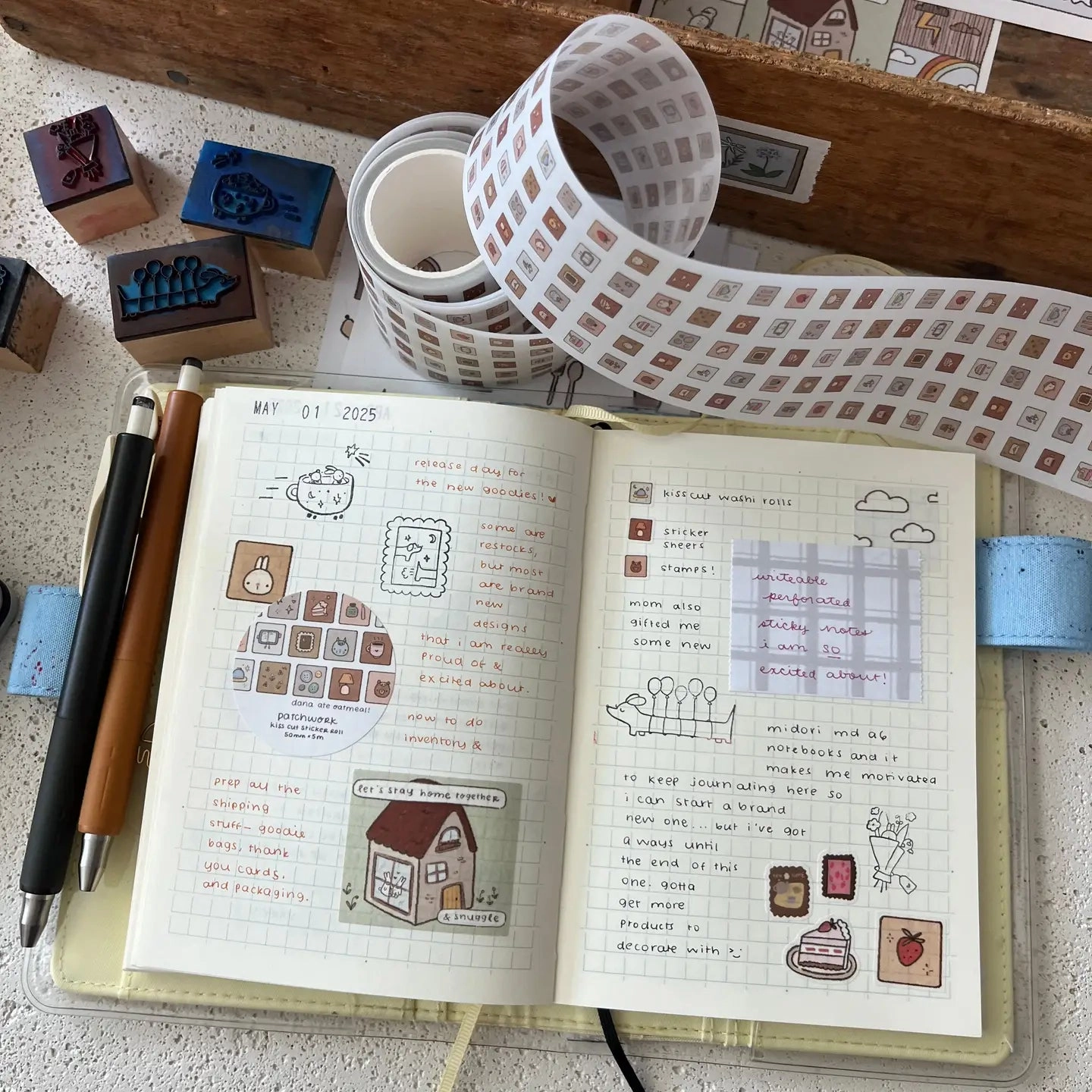 Patchwork Kiss Cut Sticker Roll retro refined