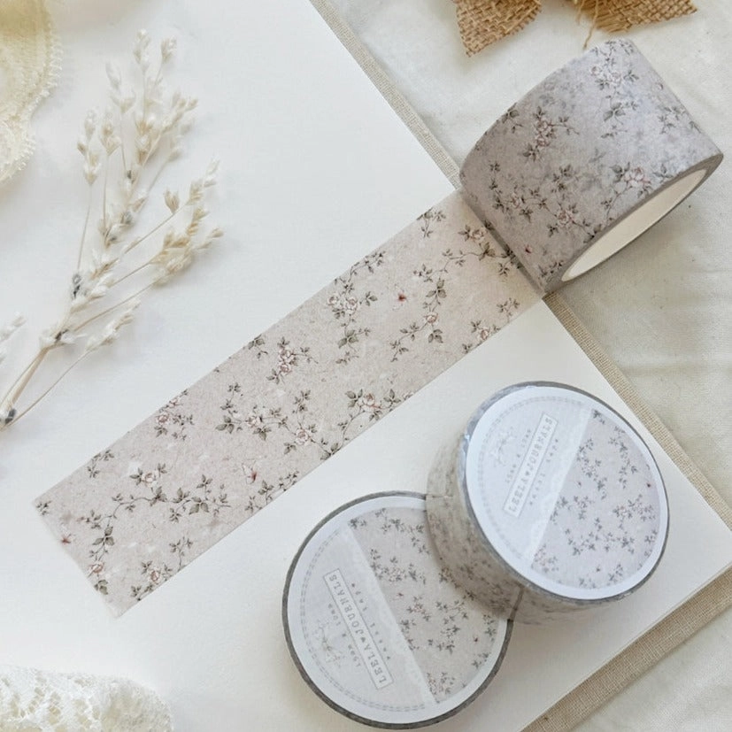 Peach Roses On Gray Washi Tape 30Mm pastel