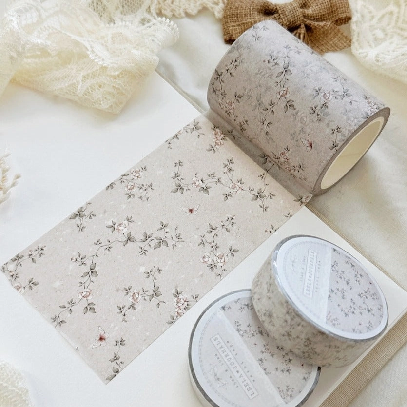 Peach Roses On Gray Washi Tape 60Mm shiny ergonomic